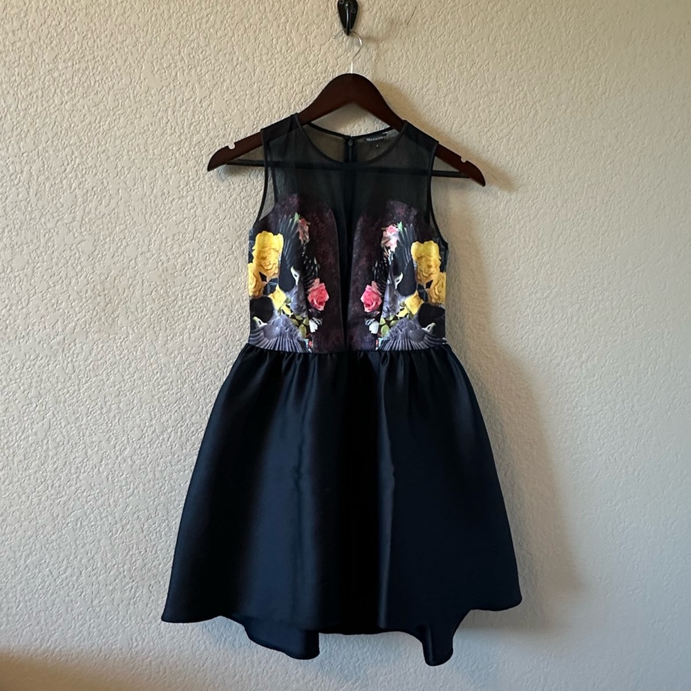 Maxrieny Midi Floral Black Dress